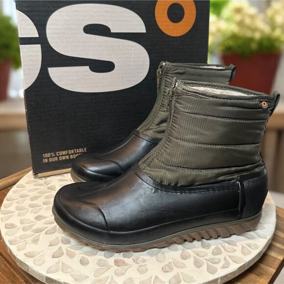 BOGS Classic Casual Winter Zip Women’s Waterproof Ankle Boot Olive/Black Size 9 - Picture 2 of 10